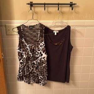 2 ladies sleeveless tops size large